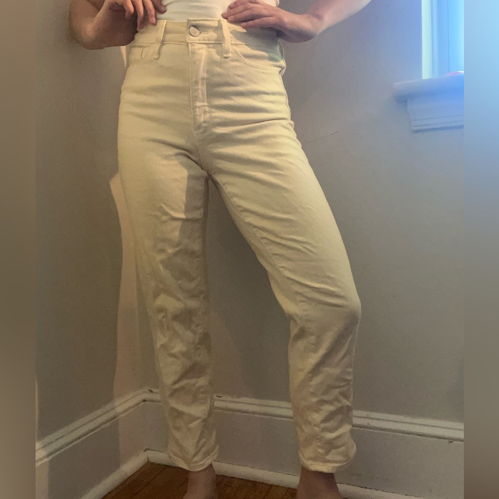 Athleta Cream straight leg jeans